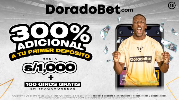 Descubre el bono depósito Doradobet Perú: 300% hasta S/1,000 + 100 giros gratis. Aprende cómo liberar el bono de Doradobet, qué es el rollover en Doradobet y disfruta de apuestas deportivas y juegos de casino. ¡Regístrate ya!