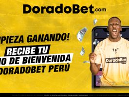 Promoción del Doradobet bono por registro con apuestas gratis por registro de S/50 y 50 giros gratis para Bigger Bass Bonanza en el casino con bono en Perú.