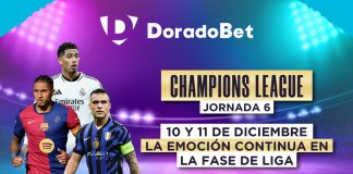 Sexta fecha Champions League: mejores partidos y cuotas destacadas para apuestas de fútbol en DoradoBet Costa Rica.