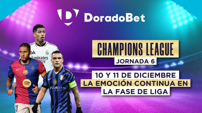 Sexta fecha Champions League: mejores partidos y cuotas destacadas para apuestas de fútbol en DoradoBet Costa Rica.