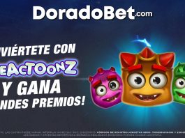 Slot Reactoonz en DoradoBet Perú con sus símbolos alienígenas y mecánicas de pagos en cascada