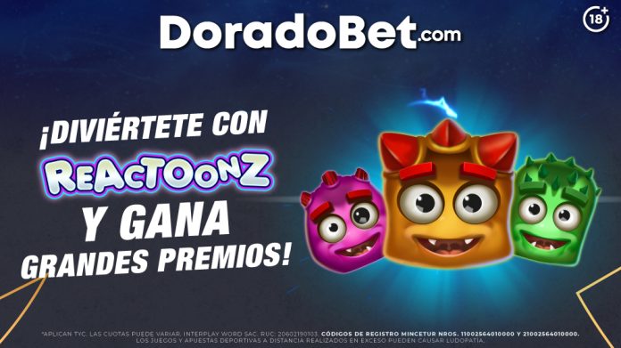 Slot Reactoonz en DoradoBet Perú con sus símbolos alienígenas y mecánicas de pagos en cascada