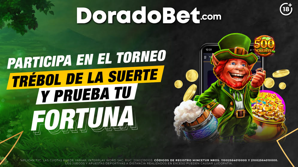 Torneo Trébol de la Suerte en el casino online DoradoBet Perú con premios en tragamonedas.