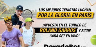 Los mejores del tenis masculino y femenino compiten en el torneo de Roland Garros 2025. Haz tus apuestas de tenis en DoradoBet casa de apuestas guatemala