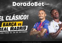 Apuestas del partido FC Barcelona vs Real Madrid, con las mejores cuotas y mercados de Perú en Doradobet. ¡Entra ya!