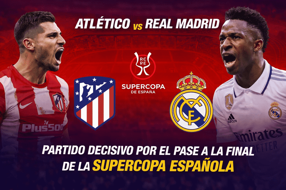 Atlético de Madrid vs Real Madrid en las semifinales de la Supercopa Española 2026, partido clave del 8 de enero en Jeddah, Arabia Saudita. Ideal para apostadores interesados en apuestas deportivas Guatemala