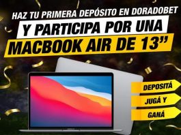 Participa en el Sorteo Primer Depósito Ganador de Doradobet y gana un MacBook Air de 13 pulgadas realizando tu primer depósito en apuestas deportivas o casino online en Guatemala durante enero 2026.
