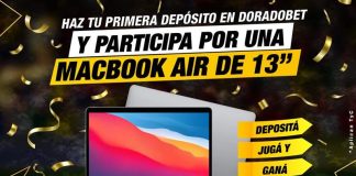Sorteo primer depósito ganador: gánate un MacBook Air Participa en el Sorteo Primer Depósito Ganador de Doradobet y gana un MacBook Air de 13 pulgadas realizando tu primer depósito en apuestas deportivas o casino online en Guatemala durante enero 2026.
