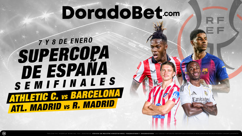 Atlético de Madrid vs Real Madrid en las semifinales de la Supercopa Española 2026, partido clave del 8 de enero en Jeddah, Arabia Saudita. Ideal para apostadores peruanos interesados en apuestas deportivas Perú