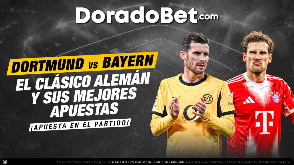 Análisis completo del Borussia Dortmund vs. Bayern Munich por la Bundesliga 2026. Regístrate y apuesta en Doradobet ahora.
