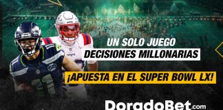 Super Bowl 2026 con Seattle Seahawks y New England Patriots enfrentándose en un partido NFL decisivo con pronósticos NFL y oportunidades de apuestas deportivas online en Ecuador.