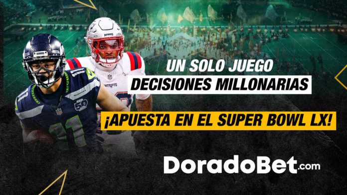Super Bowl 2026 con Seattle Seahawks y New England Patriots enfrentándose en un partido NFL decisivo con pronósticos NFL y oportunidades de apuestas deportivas online en Ecuador.