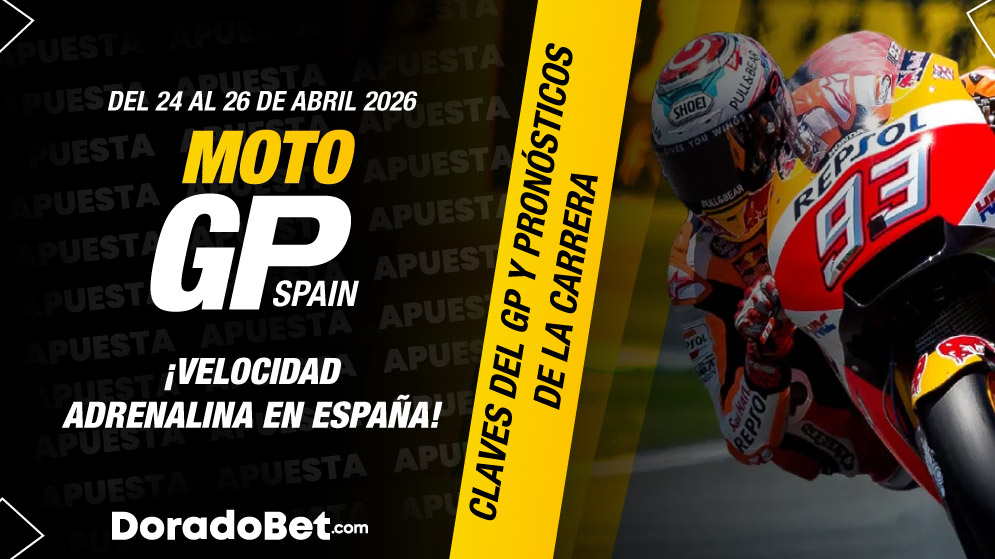 Piloto de MotoGP en carrera – GP España, promoción DoradoBet.