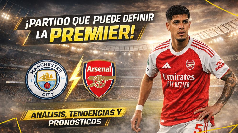 Pronóstico de Manchester City vs Arsenal hoy con análisis de cuotas, apuestas en vivo y protagonismo de Piero Hincapié en un partido decisivo de la Premier League 2026.