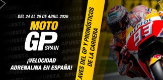 Piloto de MotoGP en carrera – GP España, promoción DoradoBet.