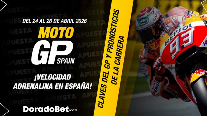 Piloto de MotoGP en carrera – GP España, promoción DoradoBet.