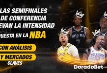 Las semifinales de conferencia elevan la intensidad. Apuesta en la NBA con análisis y mercados clave.
