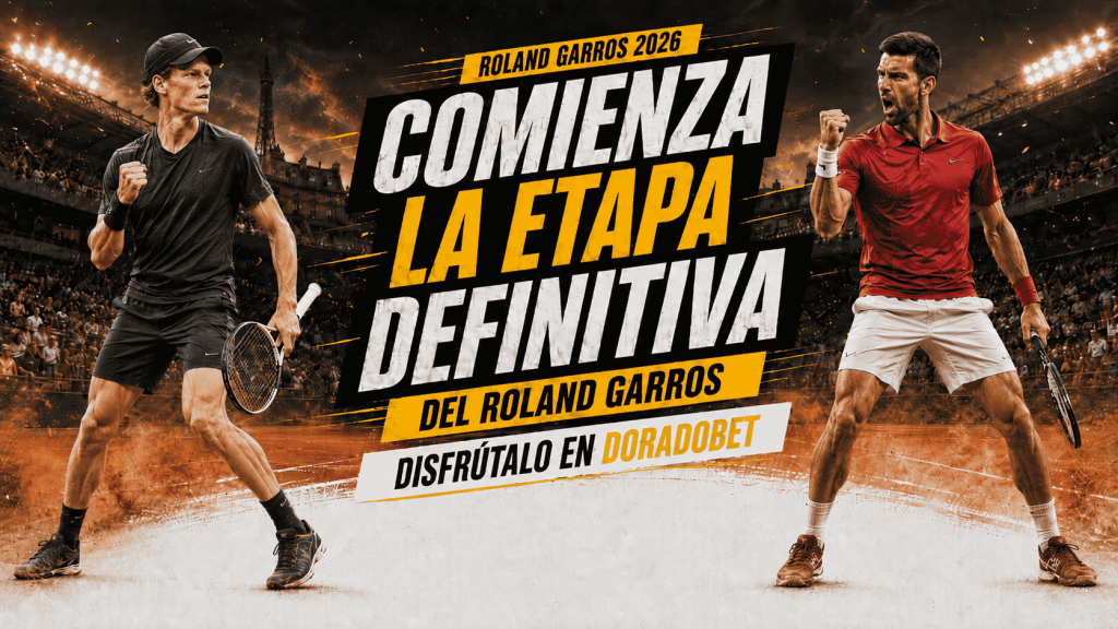 jugador de tenis compitiendo sobre tierra batida en Roland Garros 2026, relacionado con apuestas deportivas, favoritos del torneo, cuotas y análisis para usuarios de Ecuador en DoradoBet.