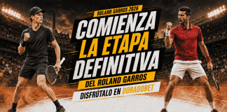jugador de tenis compitiendo sobre tierra batida en Roland Garros 2026, relacionado con apuestas deportivas, favoritos del torneo, cuotas y análisis para usuarios de Ecuador en DoradoBet.