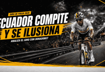 Ciclistas compitiendo en el Giro de Italia 2026 durante una etapa de montaña, con Jhonatan Narváez como protagonista ecuatoriano del torneo.