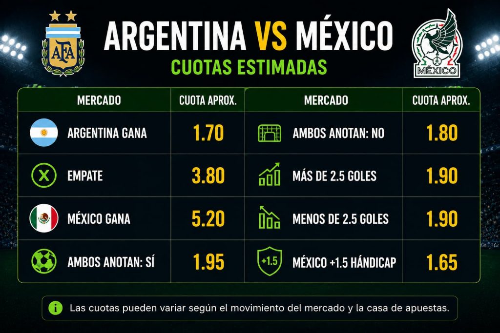 Cuotas estimadas Argentina vs México