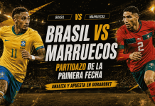 Jugadores de la selección brasileña y la selección marroquí en acción previo a su encuentro del Grupo C en el MetLife Stadium de Nueva Jersey, partido clave de la primera fase del torneo internacional de fútbol 2026.