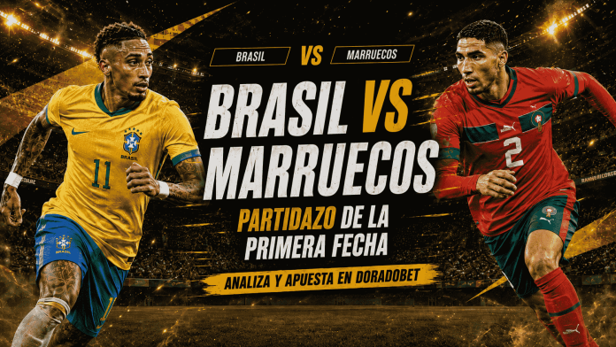 Jugadores de la selección brasileña y la selección marroquí en acción previo a su encuentro del Grupo C en el MetLife Stadium de Nueva Jersey, partido clave de la primera fase del torneo internacional de fútbol 2026.