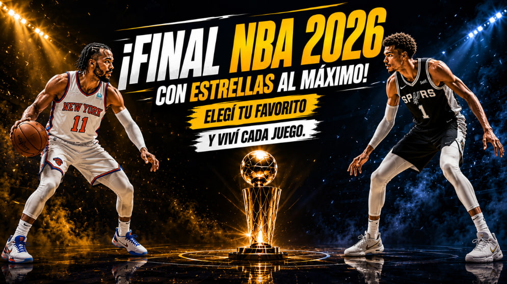 Final NBA 2026 entre San Antonio Spurs y New York Knicks con calendario NBA 2026, apuestas de baloncesto y apuestas en vivo para Honduras.