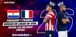 Francia y Paraguay buscan un lugar en cuartos. Revisá las mejores cuotas.