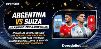 Argentina vs Suiza ¡Se juegan el pase a semifinales! Analizá las cuotas, descubrí los mercados con mayor valor y preparate para vivir unos cuartos de final llenos de emoción con DoradoBet Guatemala
