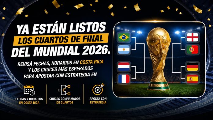 Cuartos de final Ya están listos los cuartos de final del Mundial 2026. Revisá fechas, horarios en Costa Rica y los cruces más esperados para apostar con estrategia en DoradoBet Costa Rica misma medidas de las imagenes anteriores