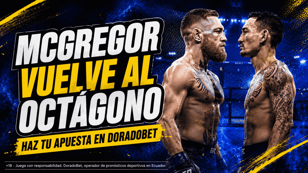 Pelea estelar para la noche de sábado 11 de junio. Conor vuelve después de 5 años a pelear. Pronostica en DoradoBet.