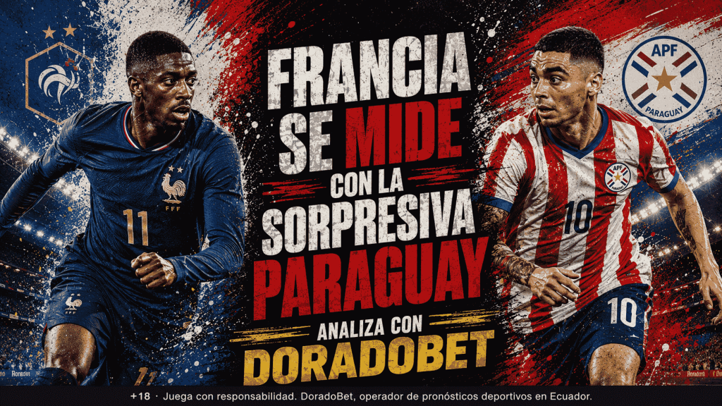 La sorpresiva Paraguay desafía a la poderosa y favorita Francia por los octavos de final. Conoce todos los detalles y realiza tu pronóstico en DoradoBet.