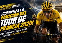 Ciclistas compitiendo en el Tour de Francia 2026 durante una etapa del recorrido con los principales favoritos en DoradoBet Bolivia.