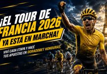 Ciclistas compitiendo durante una etapa del Tour de Francia 2026 con los principales favoritos y el recorrido de la carrera en DoradoBet Honduras.