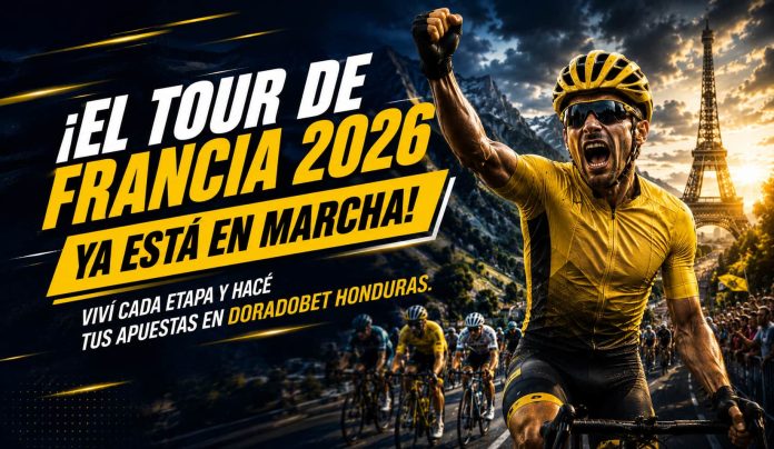Ciclistas compitiendo durante una etapa del Tour de Francia 2026 con los principales favoritos y el recorrido de la carrera en DoradoBet Honduras.