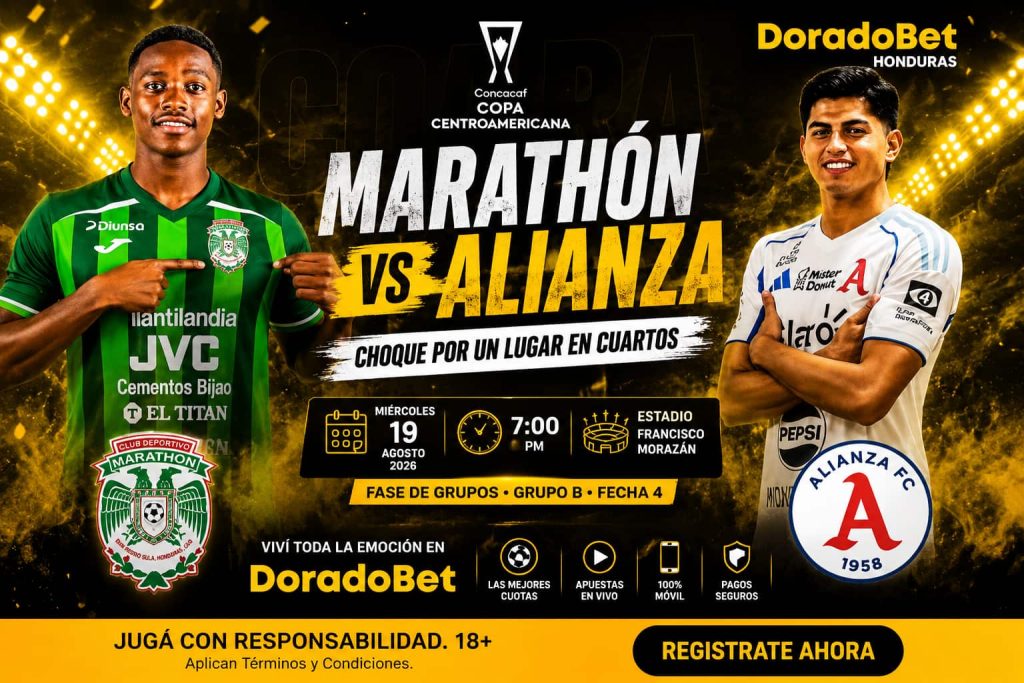 Marathón vs Alianza por la Copa Centroamericana con pronósticos, estadísticas y apuestas en DoradoBet Honduras.