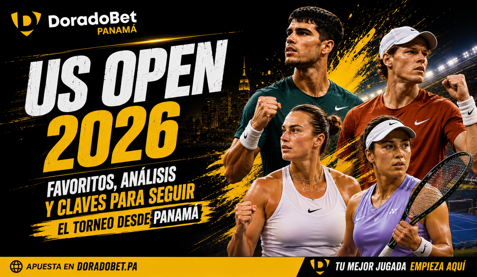 US Open 2026 con favoritos y análisis en DoradoBet Panamá